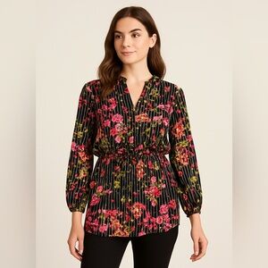 Floral Black Blouse